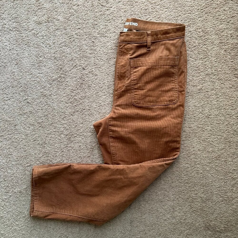 Lands End Pants Womens 14 (34x29) Corduroy High Rise Light Brown Big Pockets